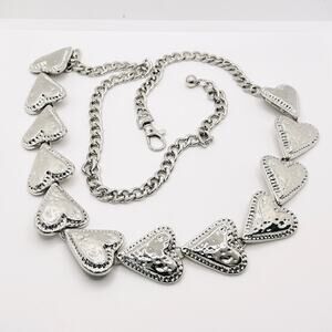 Western Boho Silver Heart Medallion Chain Belt